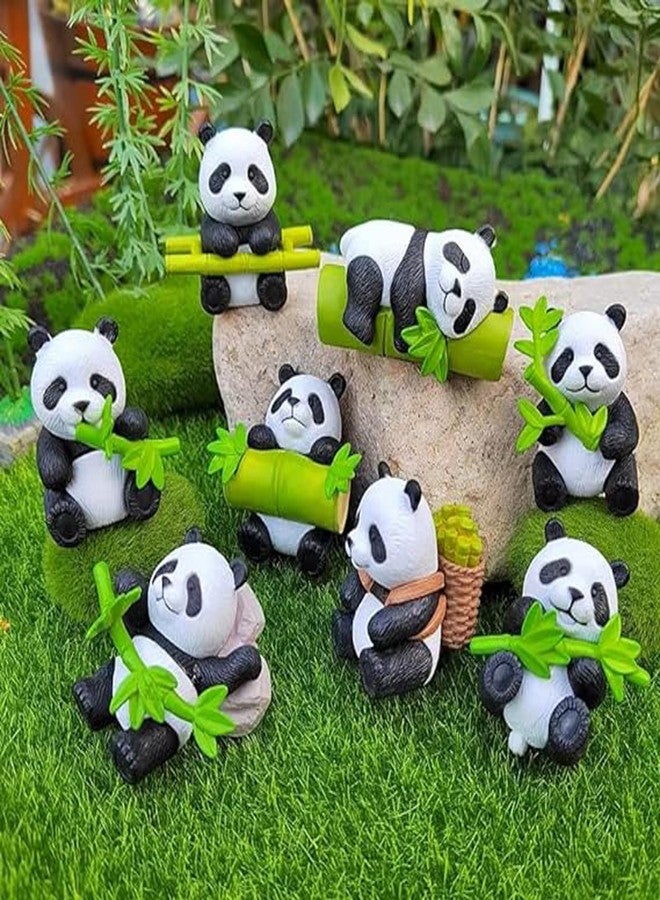 ALHBEJT 8Pcs Miniature Panda Figurines Resin Panda Statue Sculpture Landscape Decoration Mini Animals Miniature Figurines for Fairy Gardens, Micro Landscapes, Moss, Office Home Cake Decorations - Image 3